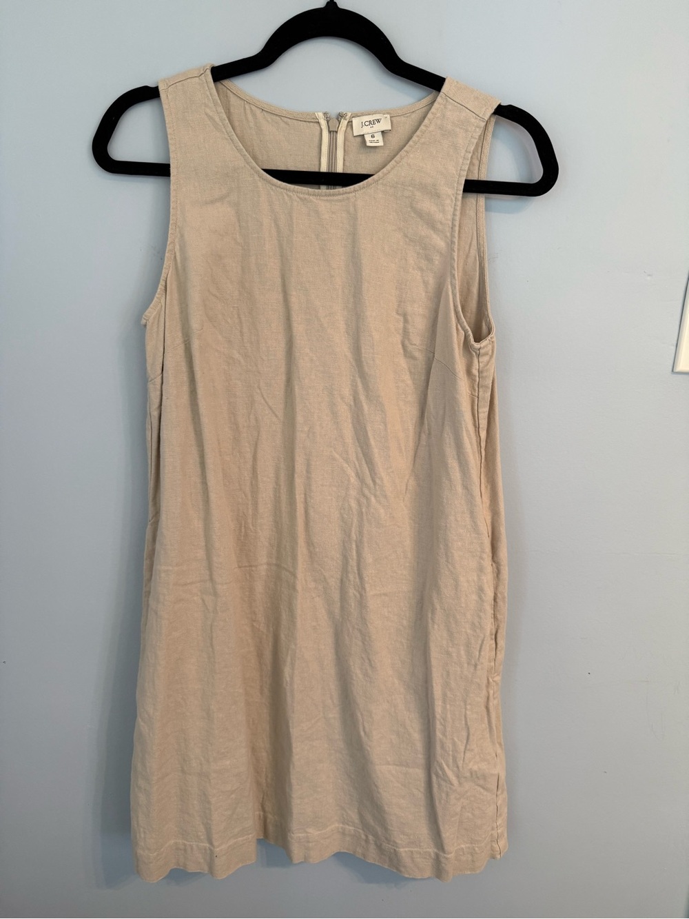 J.Crew Silver Sand Linen-Blend Shift Mini Dress Women's Sz 6